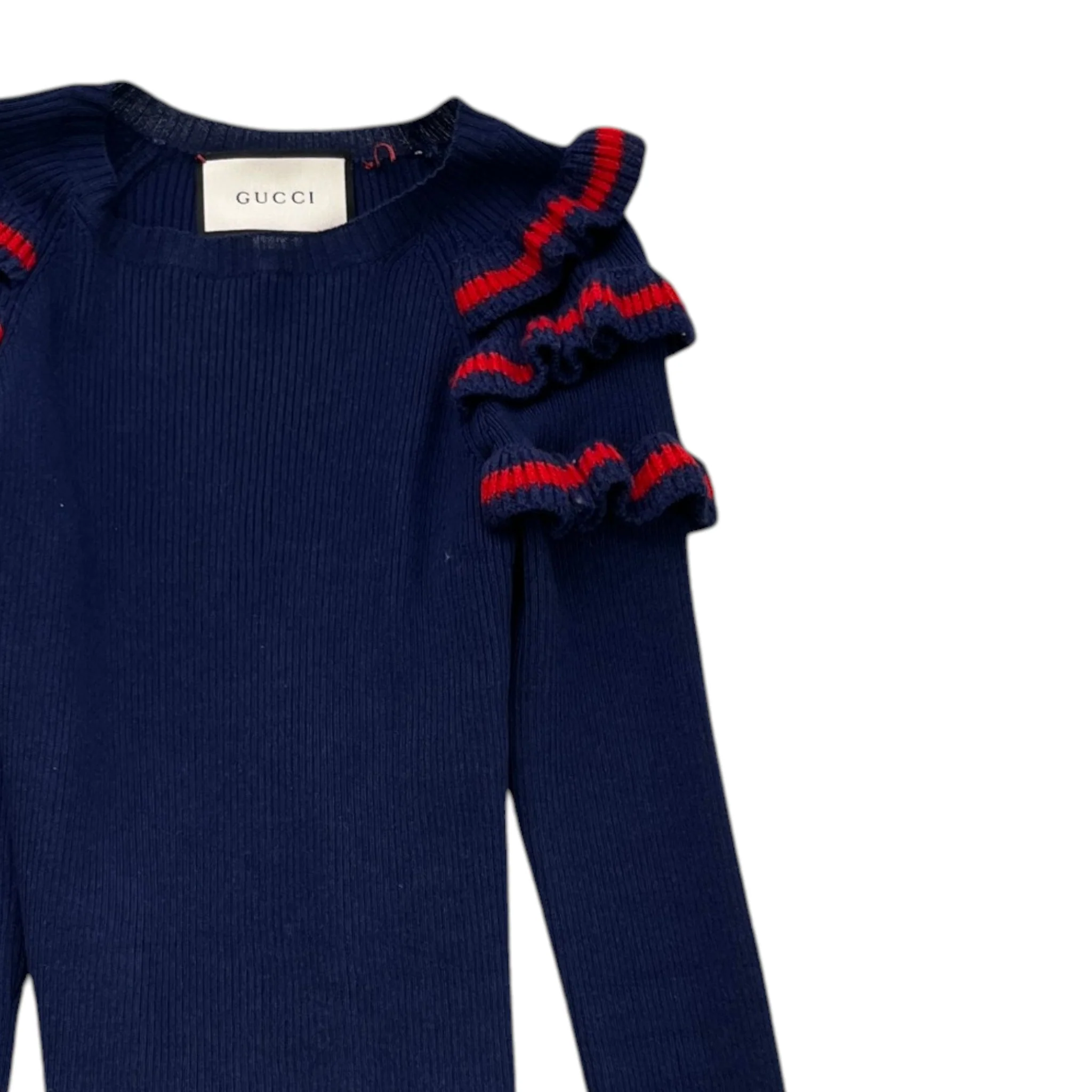 Women's Ruffle Trim Jumper Navy Size XS - Image 3