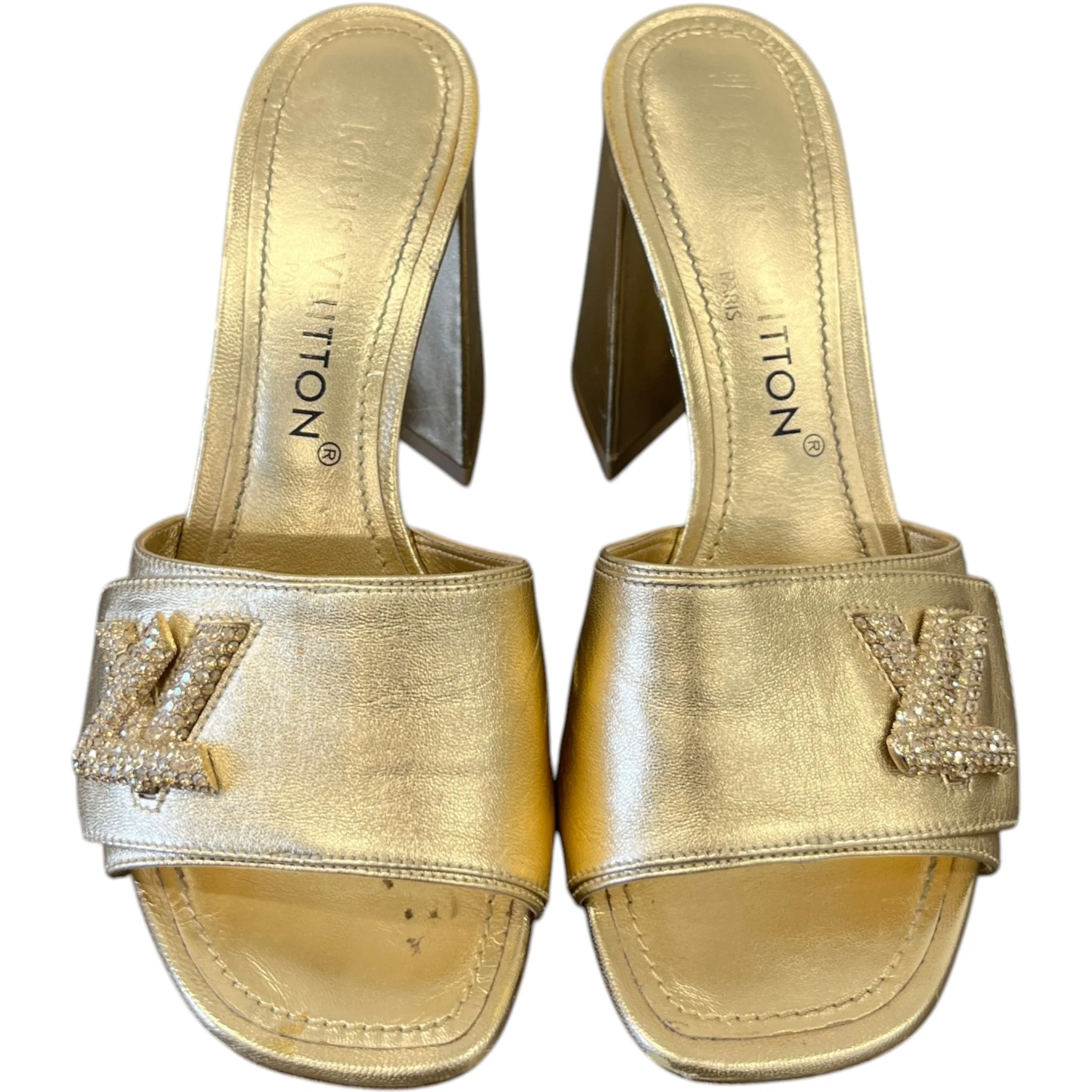 Women's Shake Crystal Lv Heels Gold Size EU 37 / UK 4 - Image 6