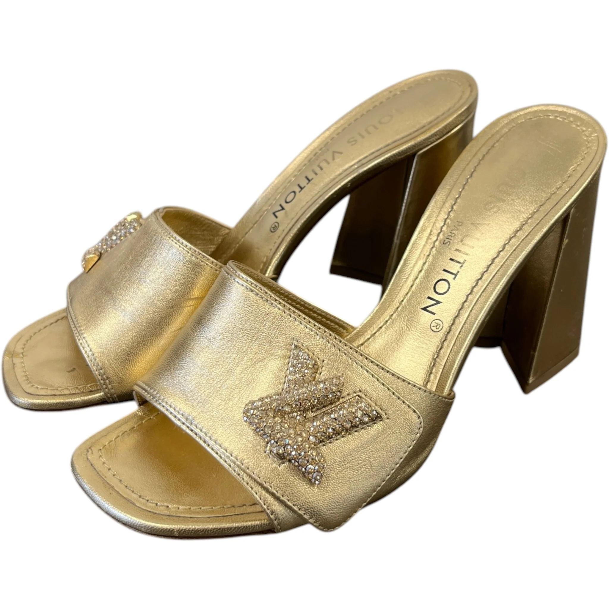 Women's Shake Crystal Lv Heels Gold Size EU 37 / UK 4 - Image 9