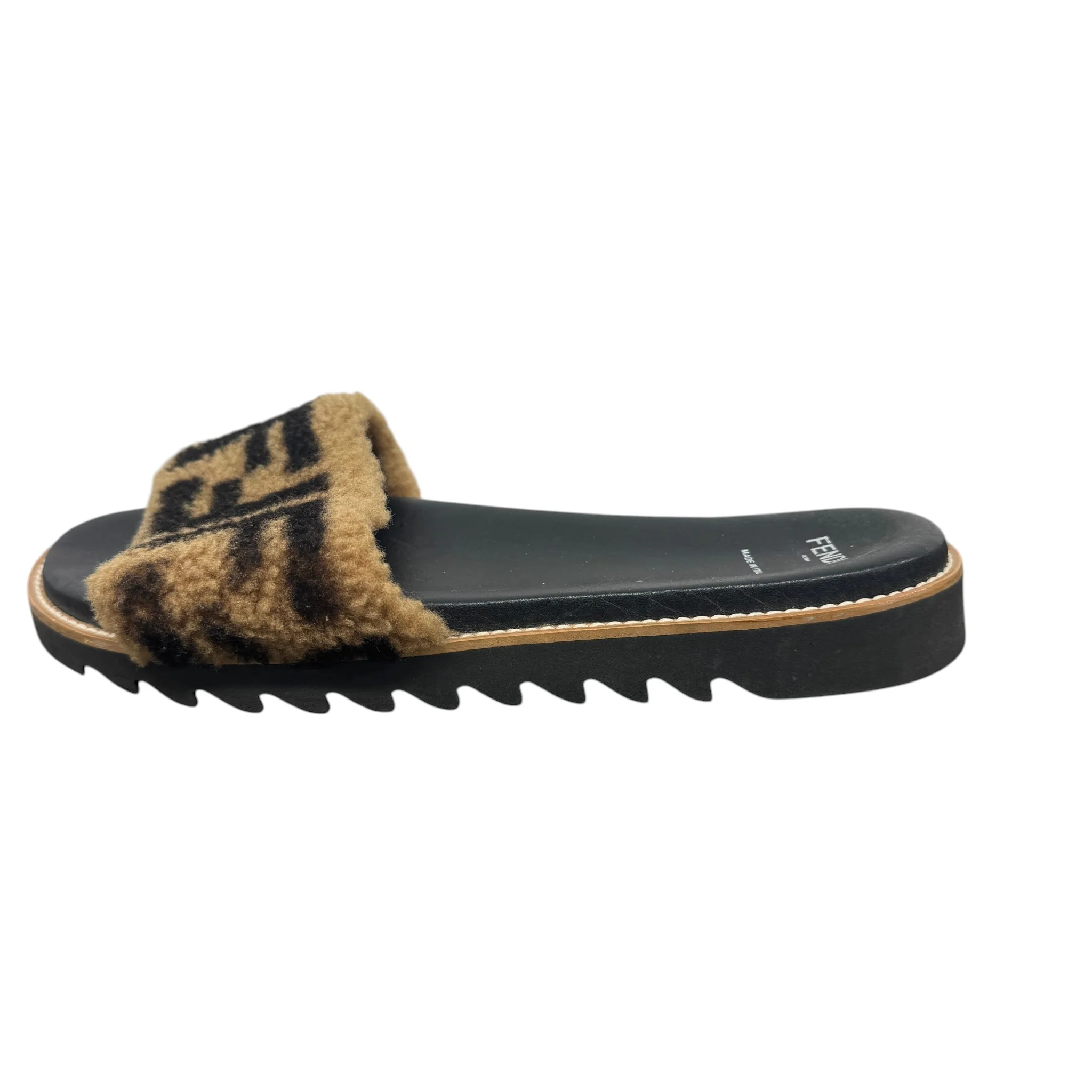 Women's Shearling Ff Slides Black Size EU 39 / UK 6 - Image 4