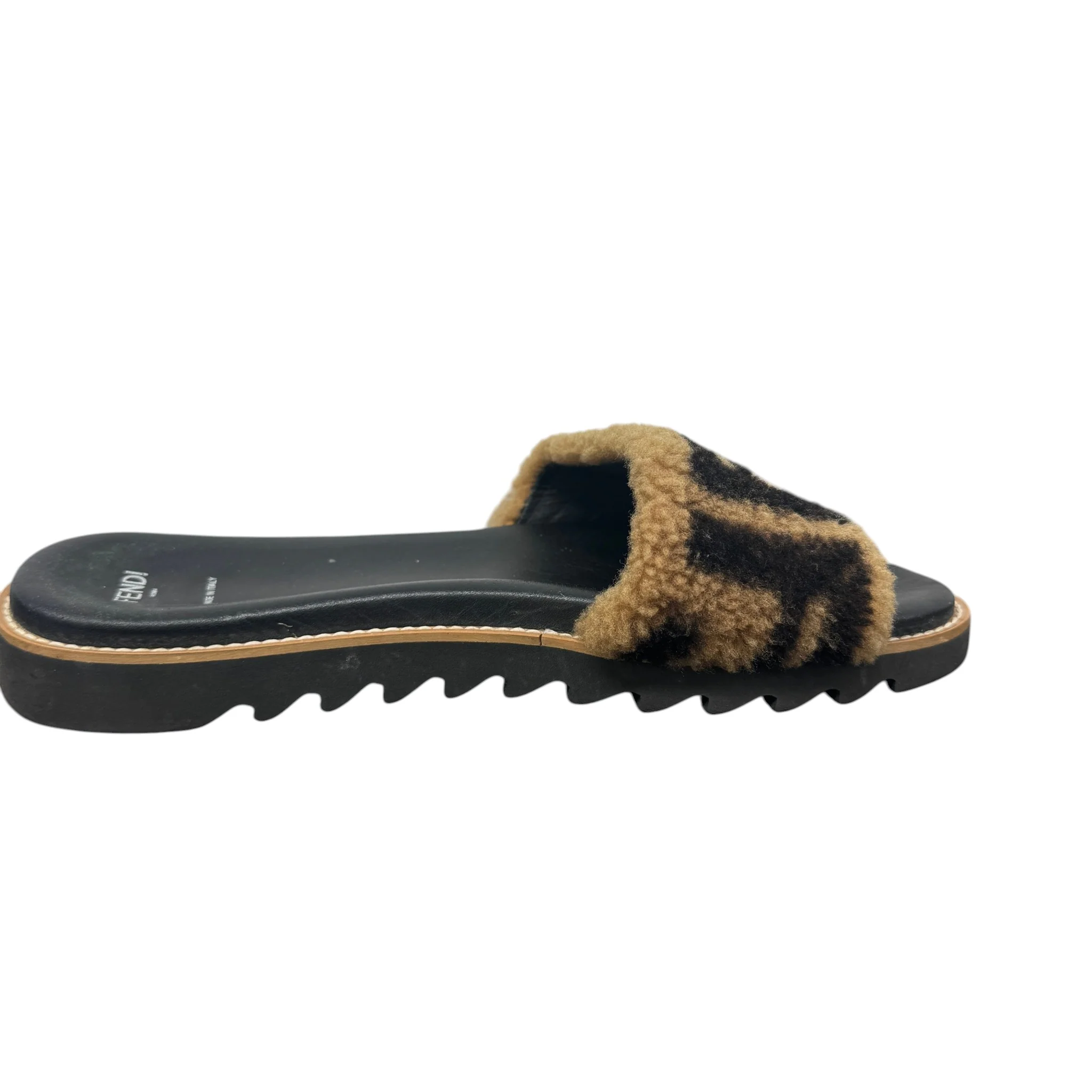 Women's Shearling Ff Slides Black Size EU 39 / UK 6 - Image 5