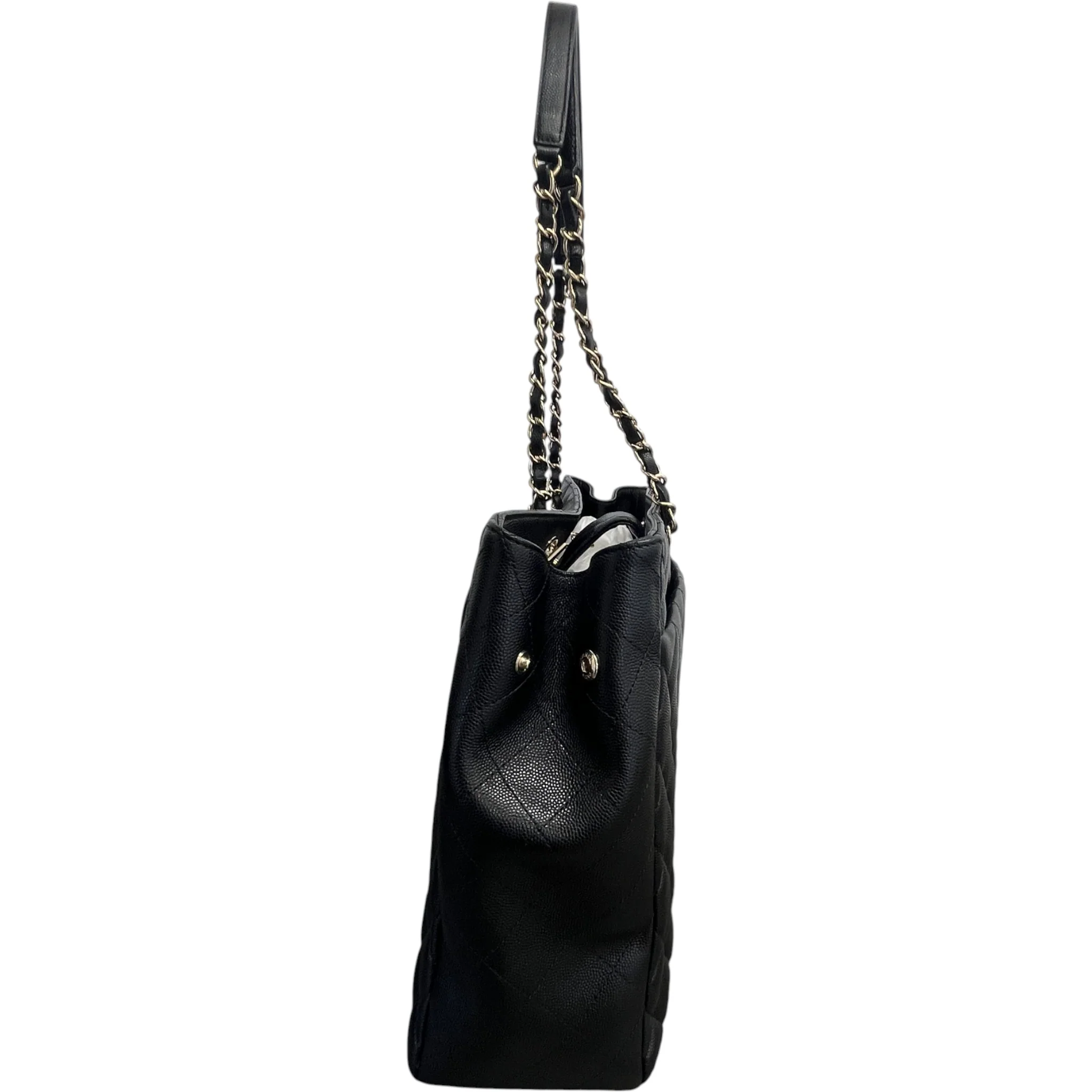Women's Timeless Cc Shopping Tote Caviar Bag Black - Image 7