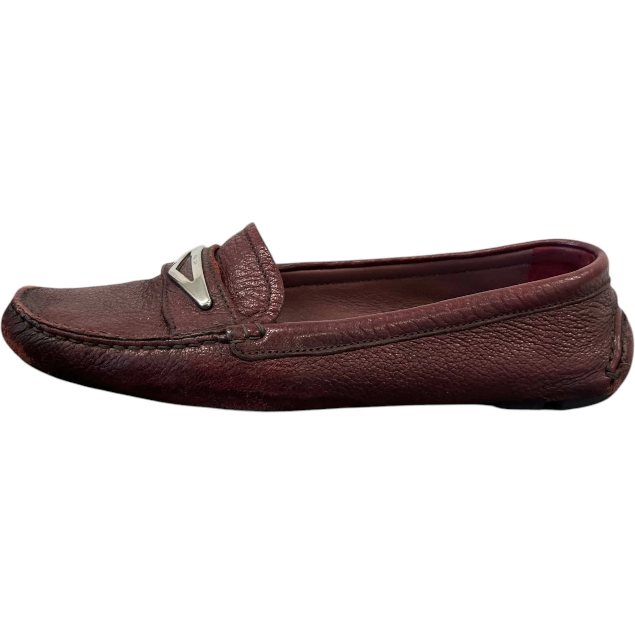Women's Triangle Logo Loafers Burgundy Size EU 37 / UK 4 - Image 5