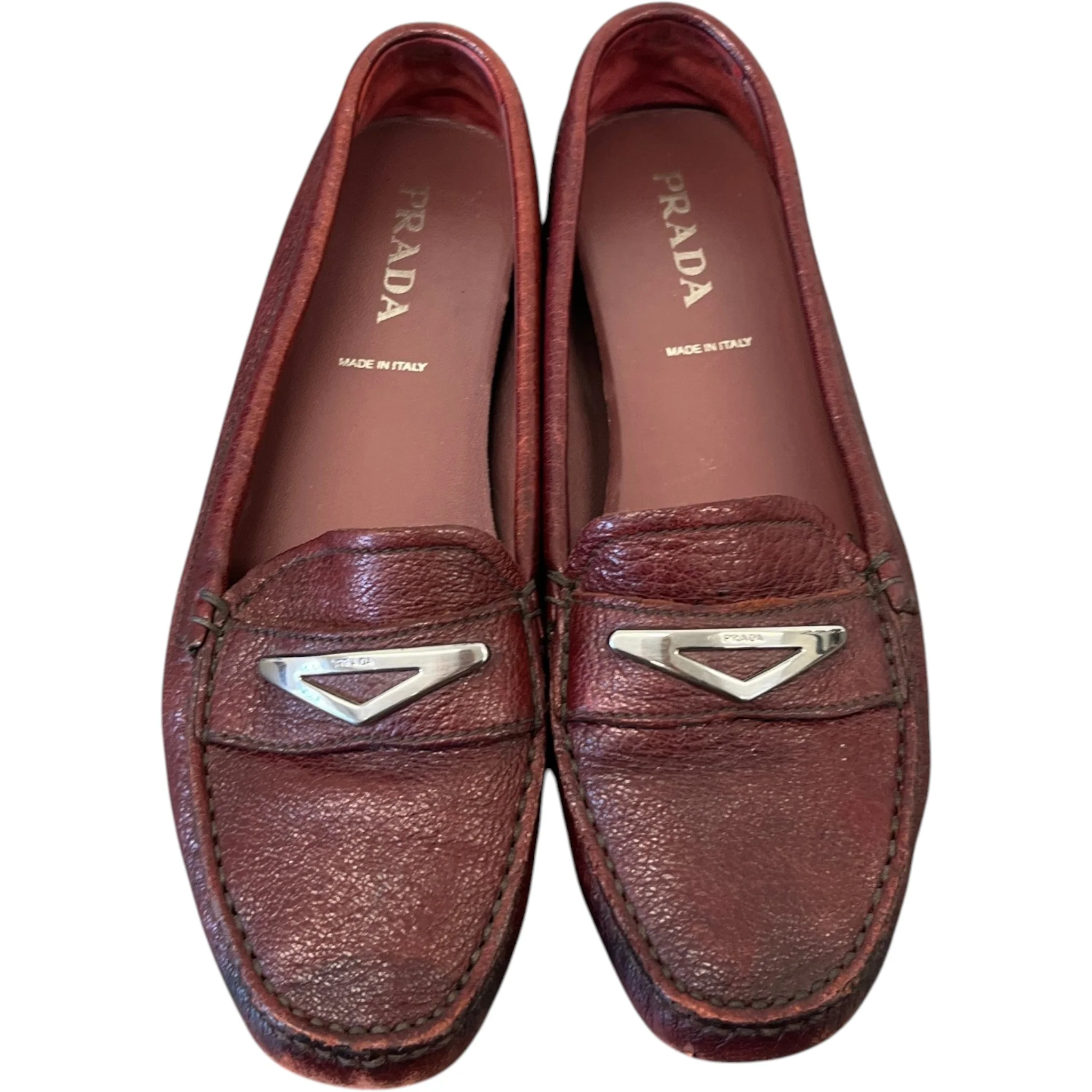 Women's Triangle Logo Loafers Burgundy Size EU 37 / UK 4 - Image 6