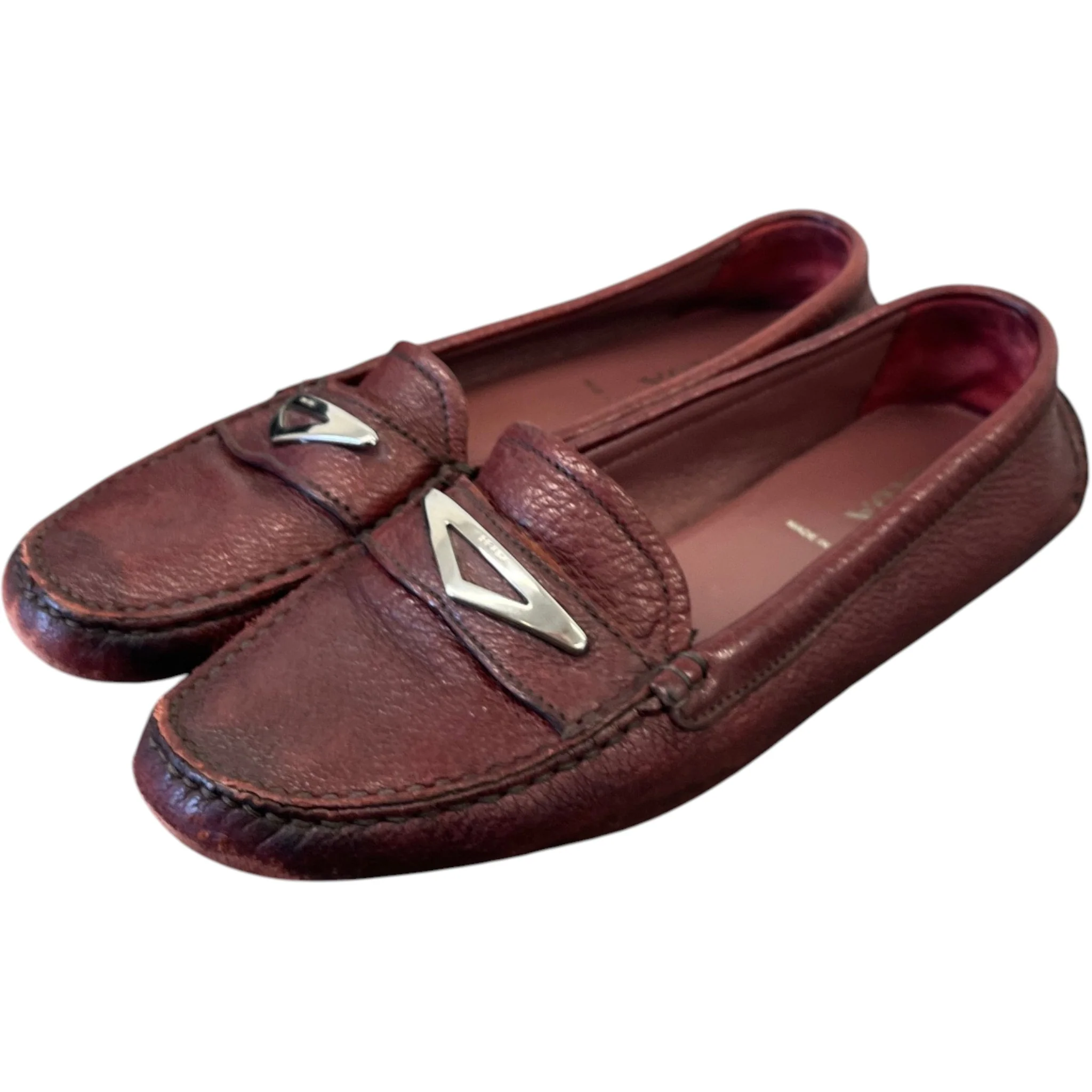 Women's Triangle Logo Loafers Burgundy Size EU 37 / UK 4 - Image 9