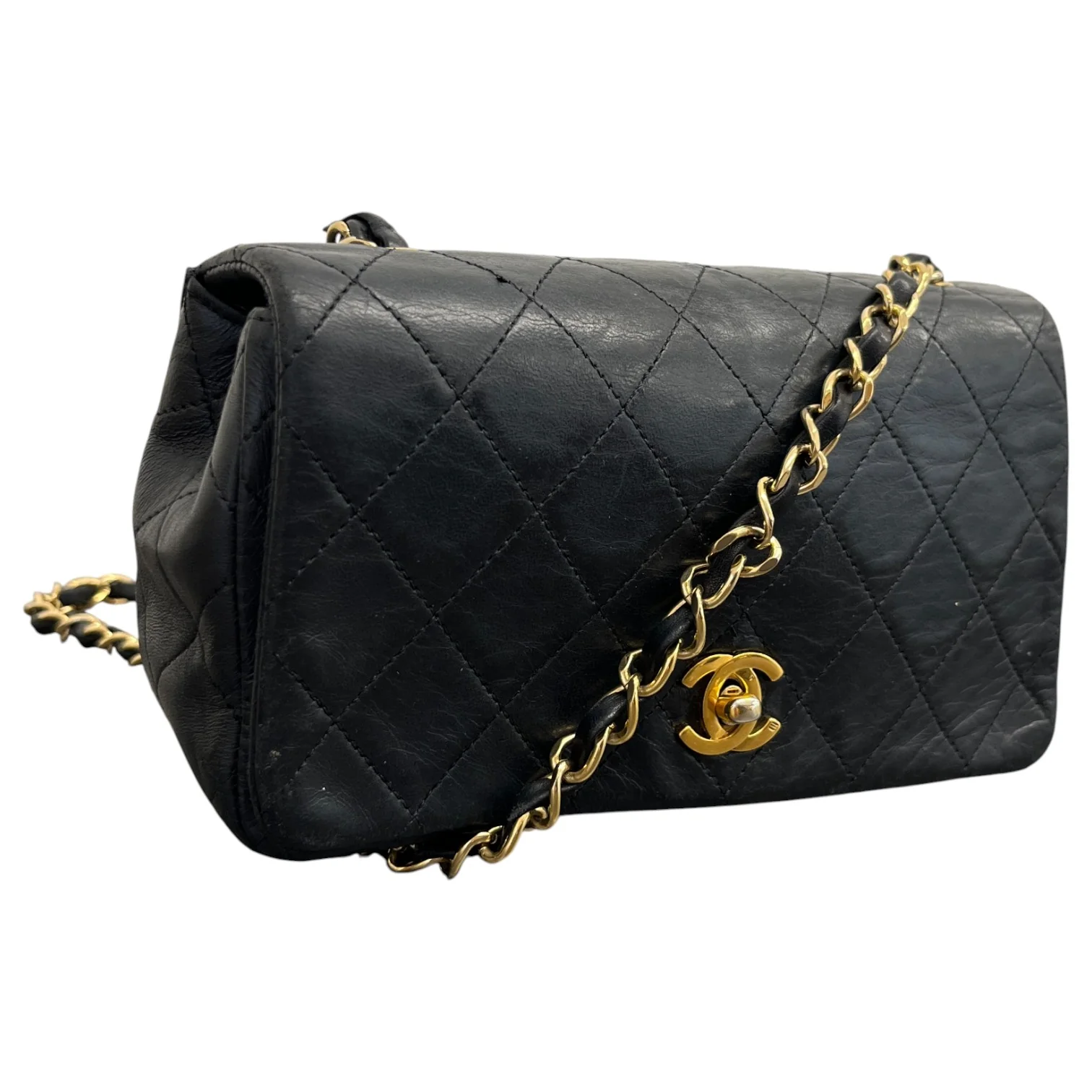 Women's Vintage Classic Single Full Flap Lambskin Bag Black - Image 4