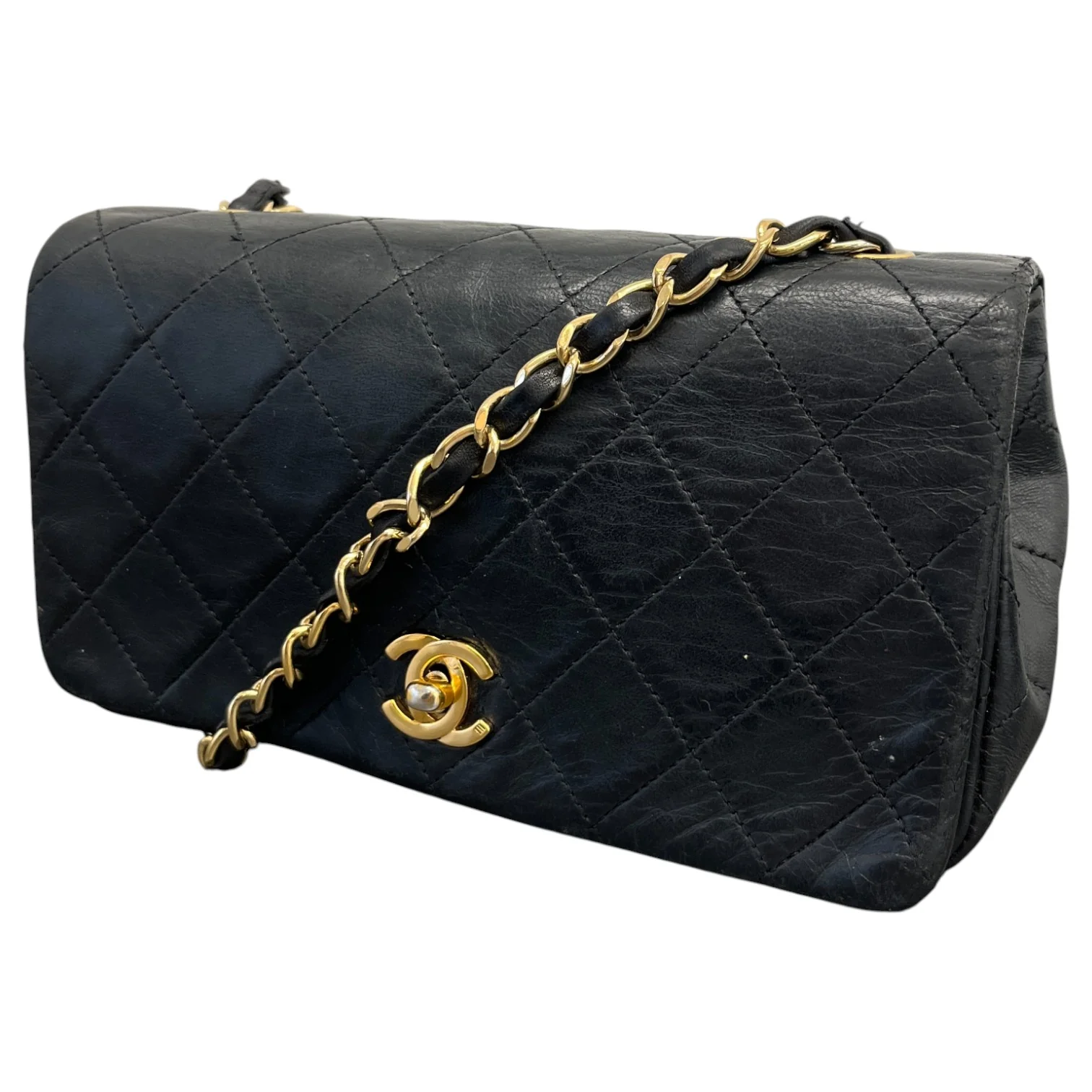 Women's Vintage Classic Single Full Flap Lambskin Bag Black - Image 5