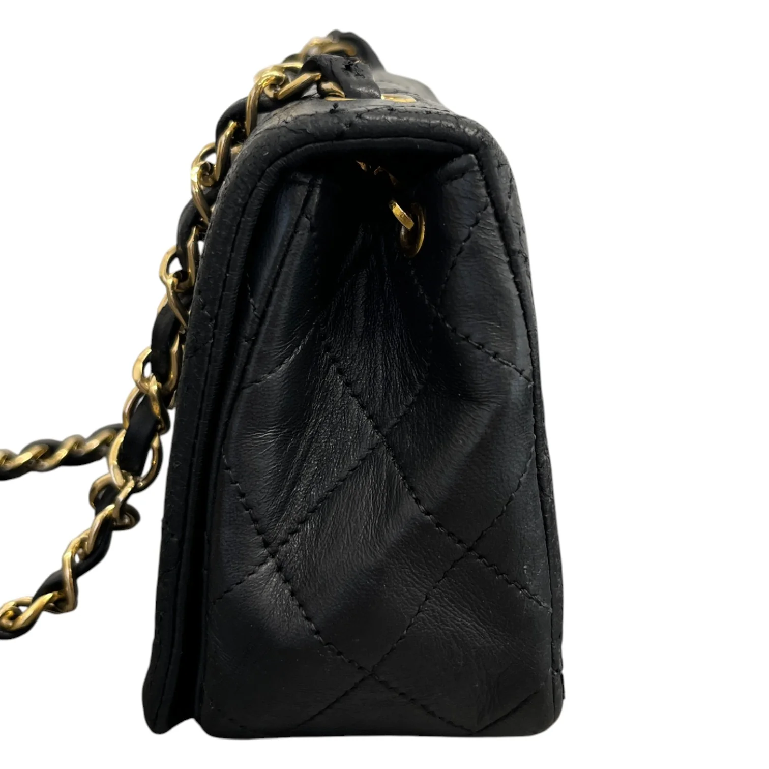 Women's Vintage Classic Single Full Flap Lambskin Bag Black - Image 7