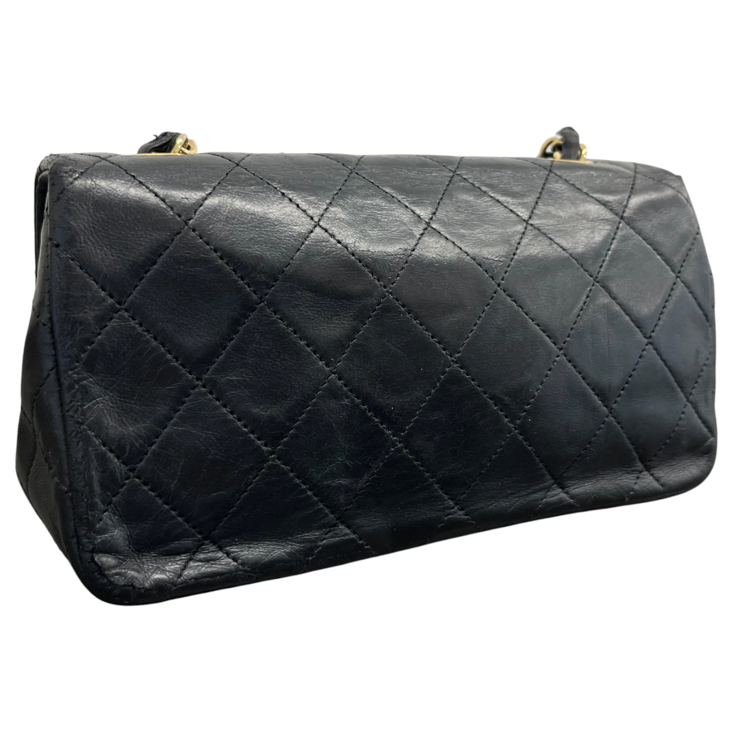 Women's Vintage Classic Single Full Flap Lambskin Bag Black - Image 8