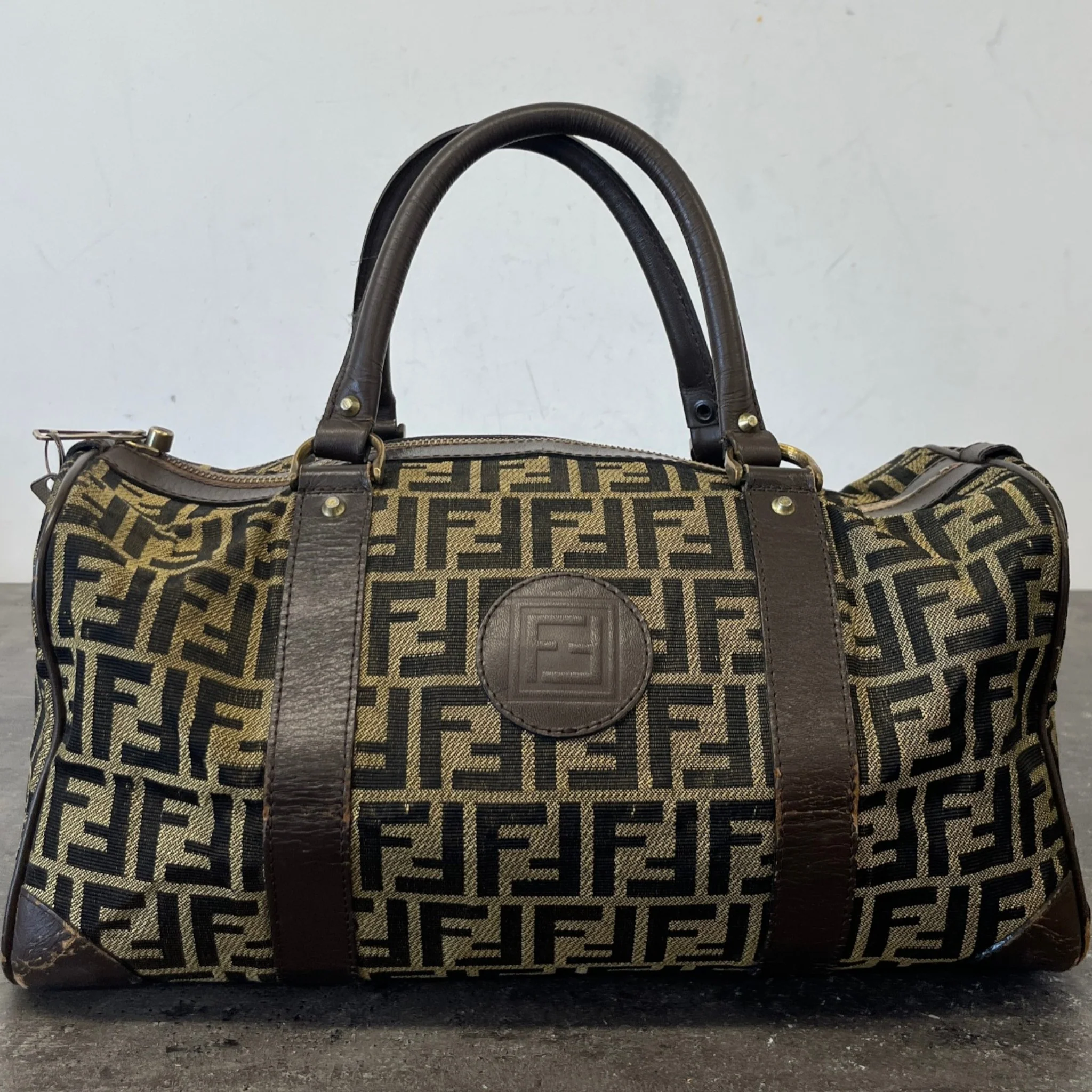 Women's Vintage Ff Zucca Boston Bag Brown - Image 13