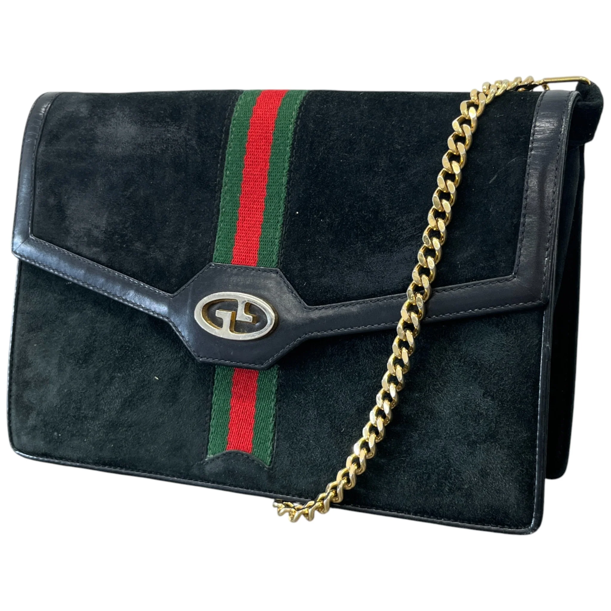 Women's Vintage Suede Web Bag Black - Image 5